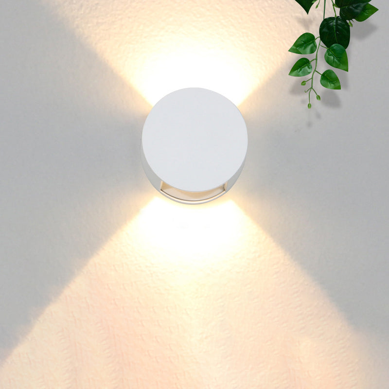 مصباح حائط LED زجاجي دائري من الألومنيوم بتصميم بسيط حديث للفناء الخارجي 