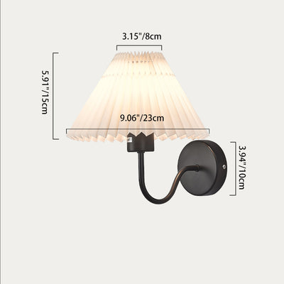 Lámpara Aplique de Pared de Tela Plegable de Hierro de 1 Luz de Cono Redondo Minimalista Moderna para Dormitorio 