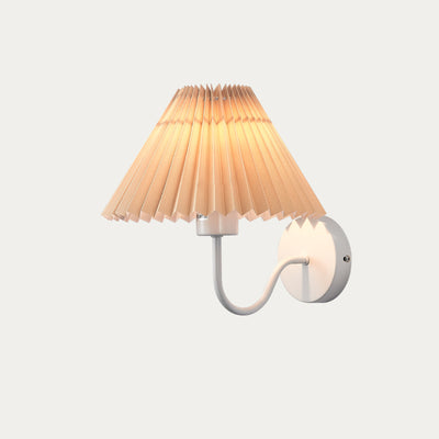Lámpara Aplique de Pared de Tela Plegable de Hierro de 1 Luz de Cono Redondo Minimalista Moderna para Dormitorio 