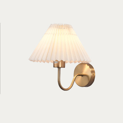Lámpara Aplique de Pared de Tela Plegable de Hierro de 1 Luz de Cono Redondo Minimalista Moderna para Dormitorio 