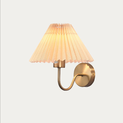 Lámpara Aplique de Pared de Tela Plegable de Hierro de 1 Luz de Cono Redondo Minimalista Moderna para Dormitorio 