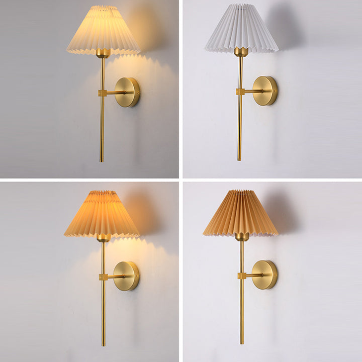 Applique Murale Moderne Minimaliste Cône Trapèze Long Poteau Fer Tissu 1 Lumière Pour Chambre 