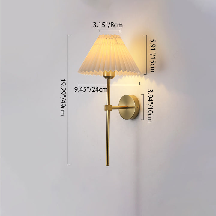 Applique Murale Moderne Minimaliste Cône Trapèze Long Poteau Fer Tissu 1 Lumière Pour Chambre 