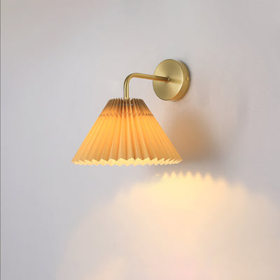 Lámpara de Aplique de Pared de 1 Luz de Tela de Hierro Plegado Redondo Minimalista Moderna Para Dormitorio 
