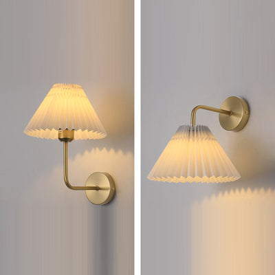 Lámpara de Aplique de Pared de 1 Luz de Tela de Hierro Plegado Redondo Minimalista Moderna Para Dormitorio 