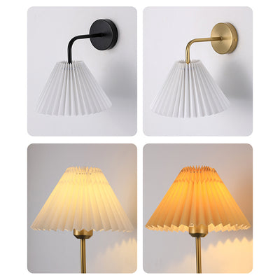 Lámpara de Aplique de Pared de 1 Luz de Tela de Hierro Plegado Redondo Minimalista Moderna Para Dormitorio 