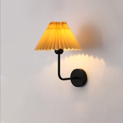 Lámpara de Aplique de Pared de 1 Luz de Tela de Hierro Plegado Redondo Minimalista Moderna Para Dormitorio 