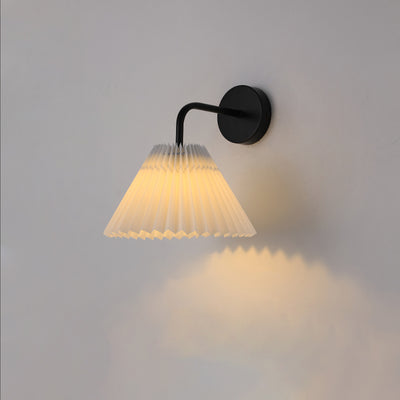 Lámpara de Aplique de Pared de 1 Luz de Tela de Hierro Plegado Redondo Minimalista Moderna Para Dormitorio 