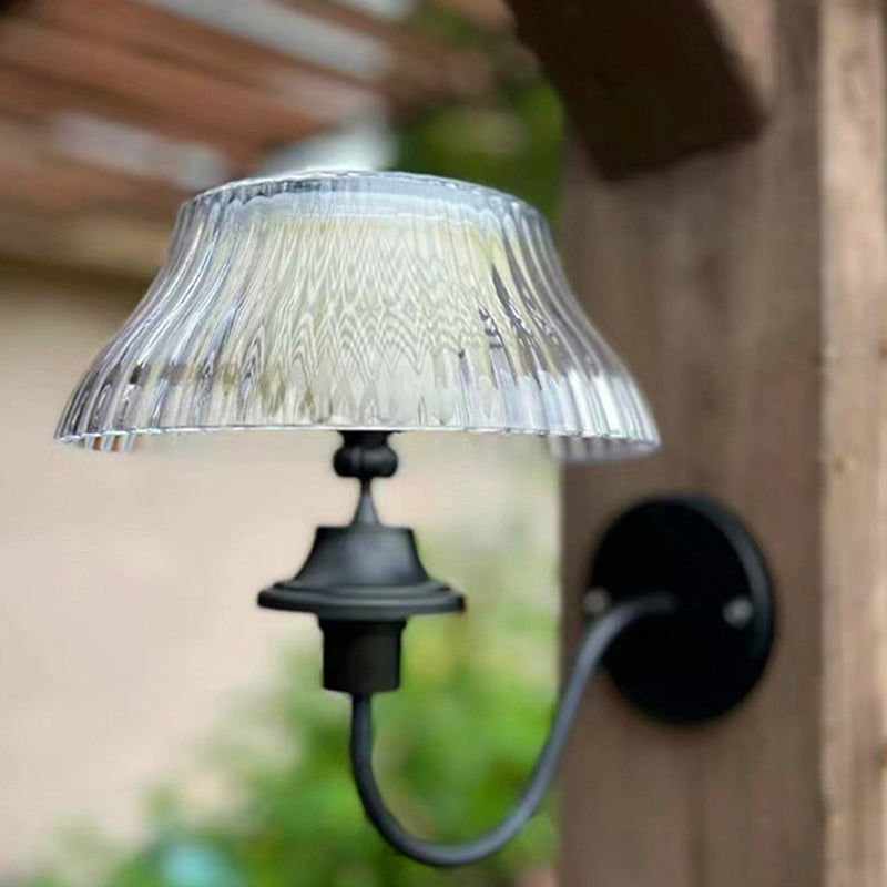 Applique murale extérieure LED en fer ABS avec poteau incurvé demi-boule ronde minimaliste moderne pour jardin 