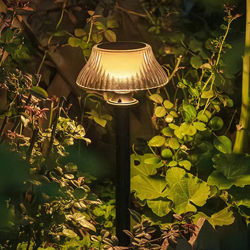 Luz exterior moderna minimalista redonda de media bola con poste largo de hierro ABS LED para jardín 