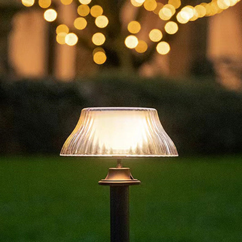 Luz exterior moderna minimalista redonda de media bola con poste largo de hierro ABS LED para jardín 