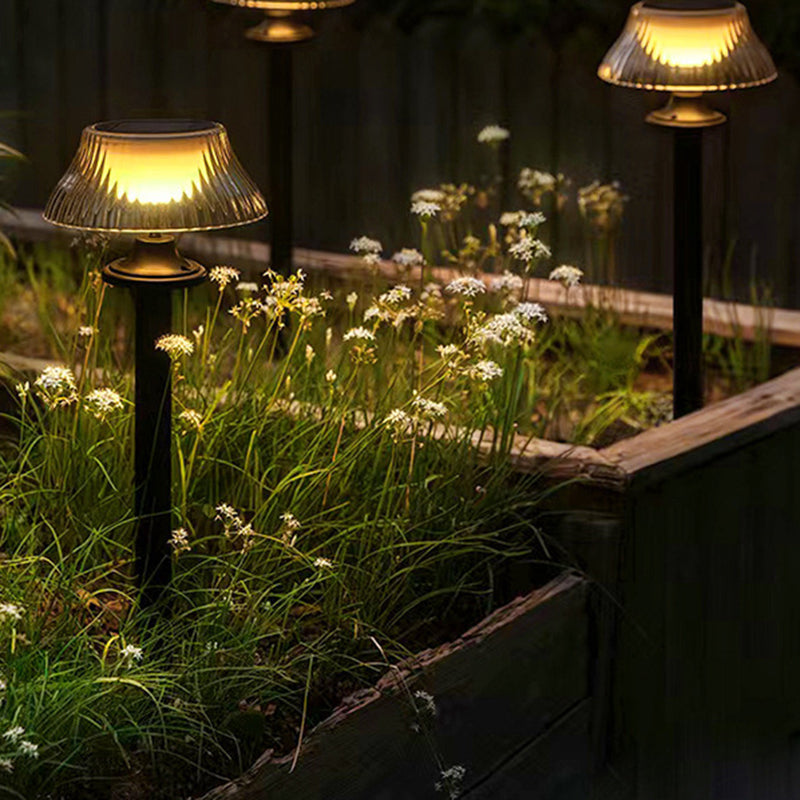 Luz exterior moderna minimalista redonda de media bola con poste largo de hierro ABS LED para jardín 