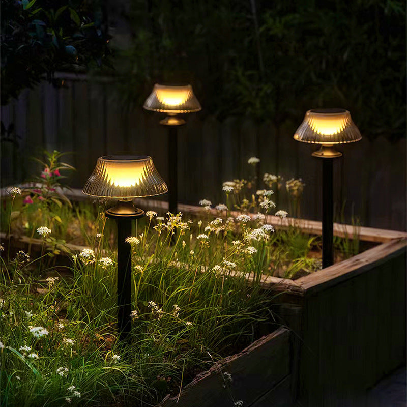 Luz exterior moderna minimalista redonda de media bola con poste largo de hierro ABS LED para jardín 