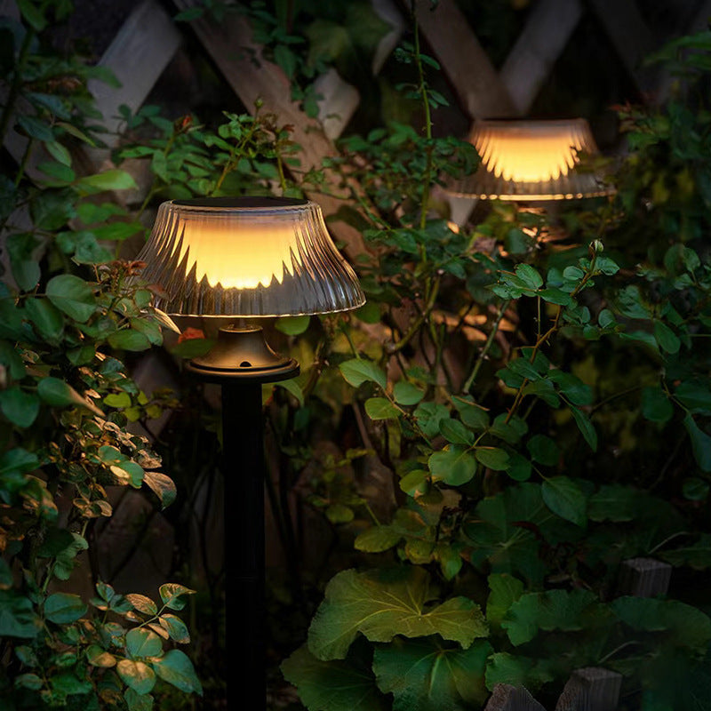 Luz exterior moderna minimalista redonda de media bola con poste largo de hierro ABS LED para jardín 