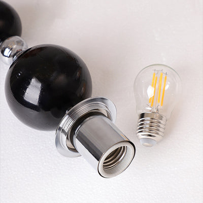 Zeitgenössische nordische runde Multi-Orb-Glas-Holz-Eisen-1-Licht-Wandleuchter-Lampe für Wohnzimmer 