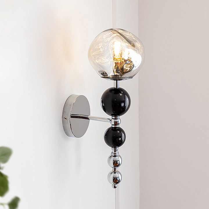 Contemporary Nordic Round Multi Orb Glass Wood Iron 1-Light Wall Sconce Lamp For Living Room