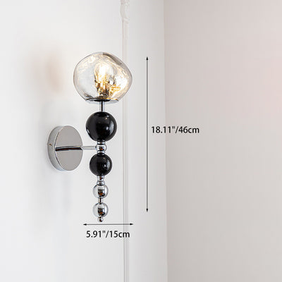 Zeitgenössische nordische runde Multi-Orb-Glas-Holz-Eisen-1-Licht-Wandleuchter-Lampe für Wohnzimmer 