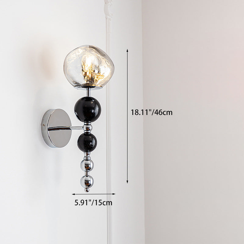 Zeitgenössische nordische runde Multi-Orb-Glas-Holz-Eisen-1-Licht-Wandleuchter-Lampe für Wohnzimmer 