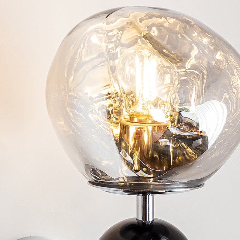 Zeitgenössische nordische runde Multi-Orb-Glas-Holz-Eisen-1-Licht-Wandleuchter-Lampe für Wohnzimmer 