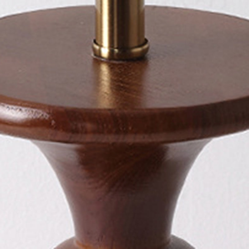 Traditionelle französische runde Vase mit Sockel aus Holz, Stoff und Eisen, 1-flammige Tischlampe für Wohnzimmer 