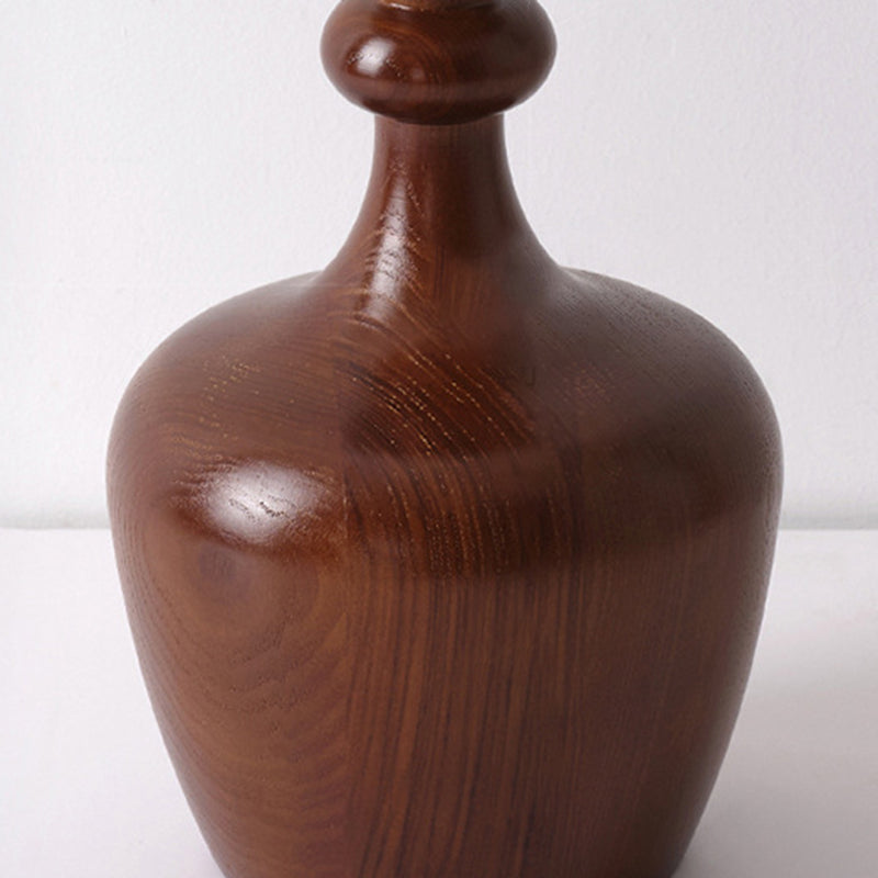 Traditionelle französische runde Vase mit Sockel aus Holz, Stoff und Eisen, 1-flammige Tischlampe für Wohnzimmer 