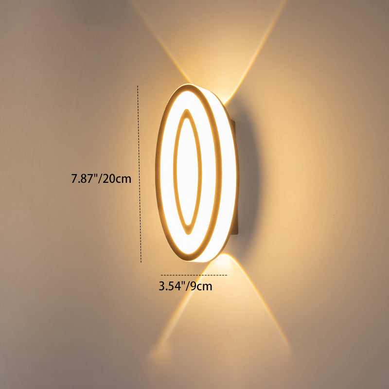 مصباح حائط خارجي LED من الألومنيوم على شكل ورقة بيضاوية مقاوم للماء للحديقة بتصميم بسيط وحديث 