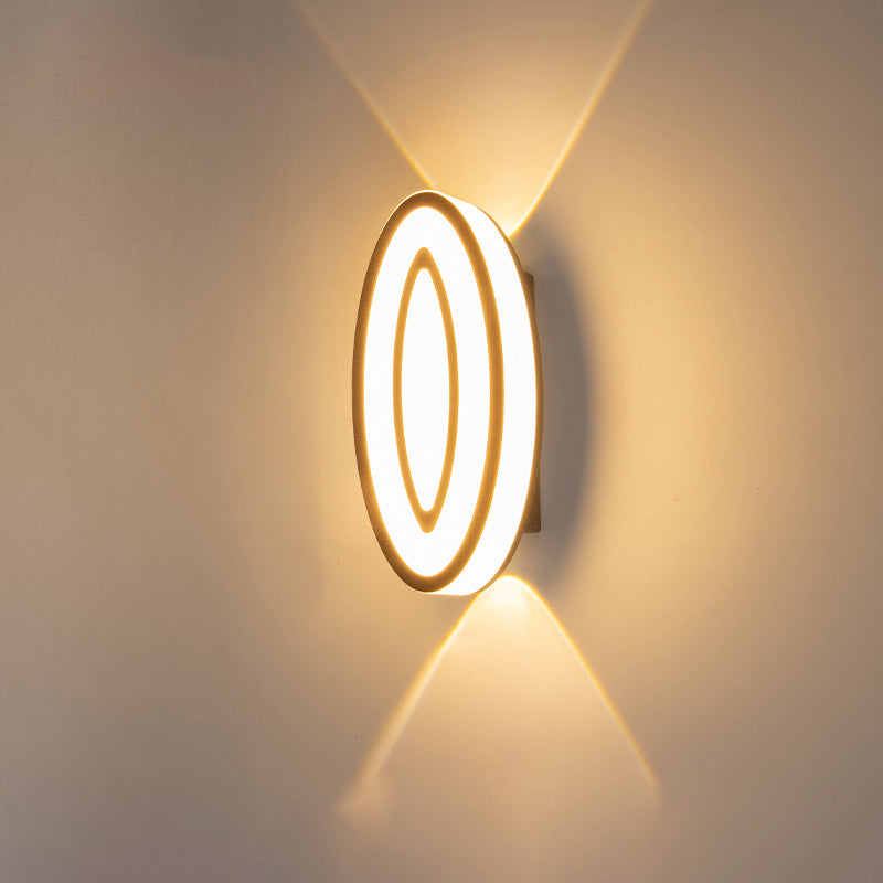 مصباح حائط خارجي LED من الألومنيوم على شكل ورقة بيضاوية مقاوم للماء للحديقة بتصميم بسيط وحديث 