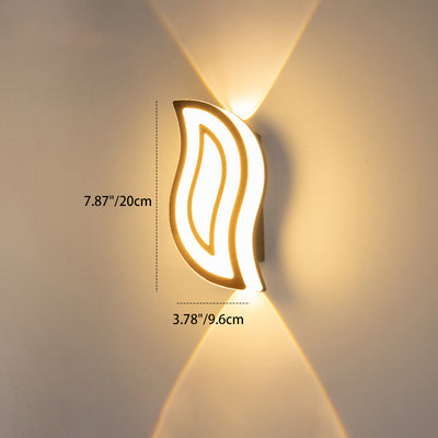 مصباح حائط خارجي LED من الألومنيوم على شكل ورقة بيضاوية مقاوم للماء للحديقة بتصميم بسيط وحديث 