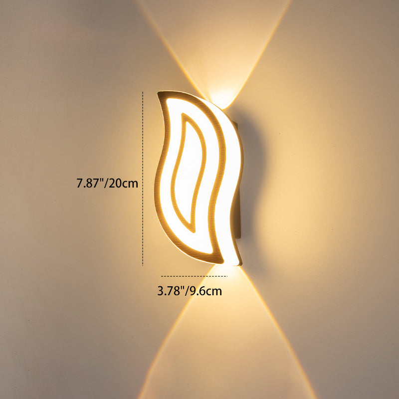 مصباح حائط خارجي LED من الألومنيوم على شكل ورقة بيضاوية مقاوم للماء للحديقة بتصميم بسيط وحديث 