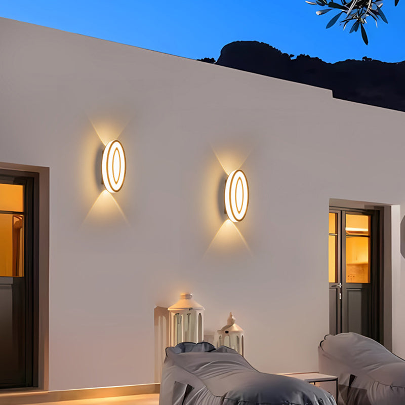 مصباح حائط خارجي LED من الألومنيوم على شكل ورقة بيضاوية مقاوم للماء للحديقة بتصميم بسيط وحديث 