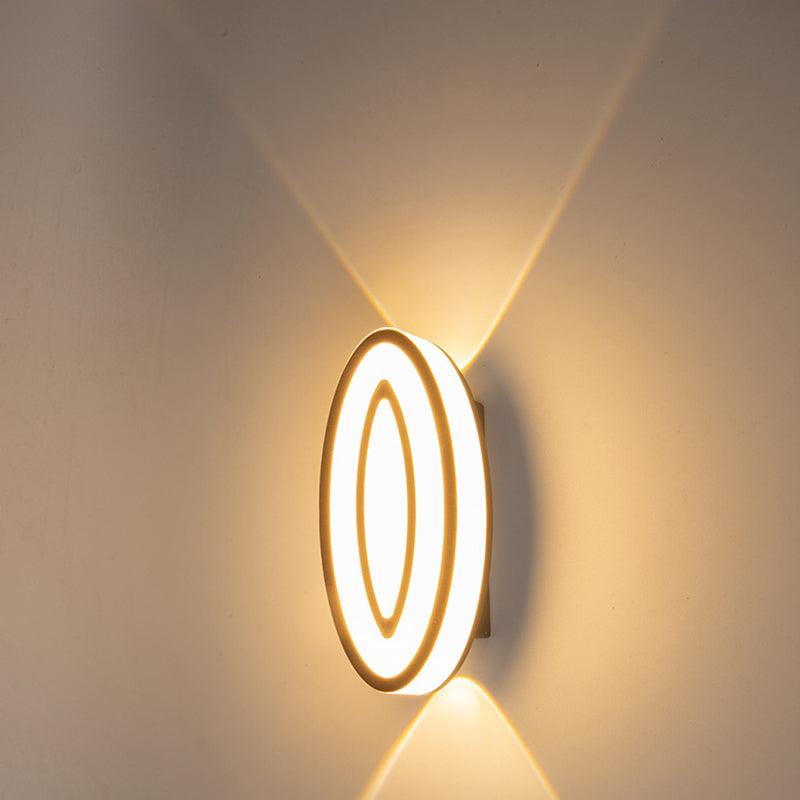 مصباح حائط خارجي LED من الألومنيوم على شكل ورقة بيضاوية مقاوم للماء للحديقة بتصميم بسيط وحديث 