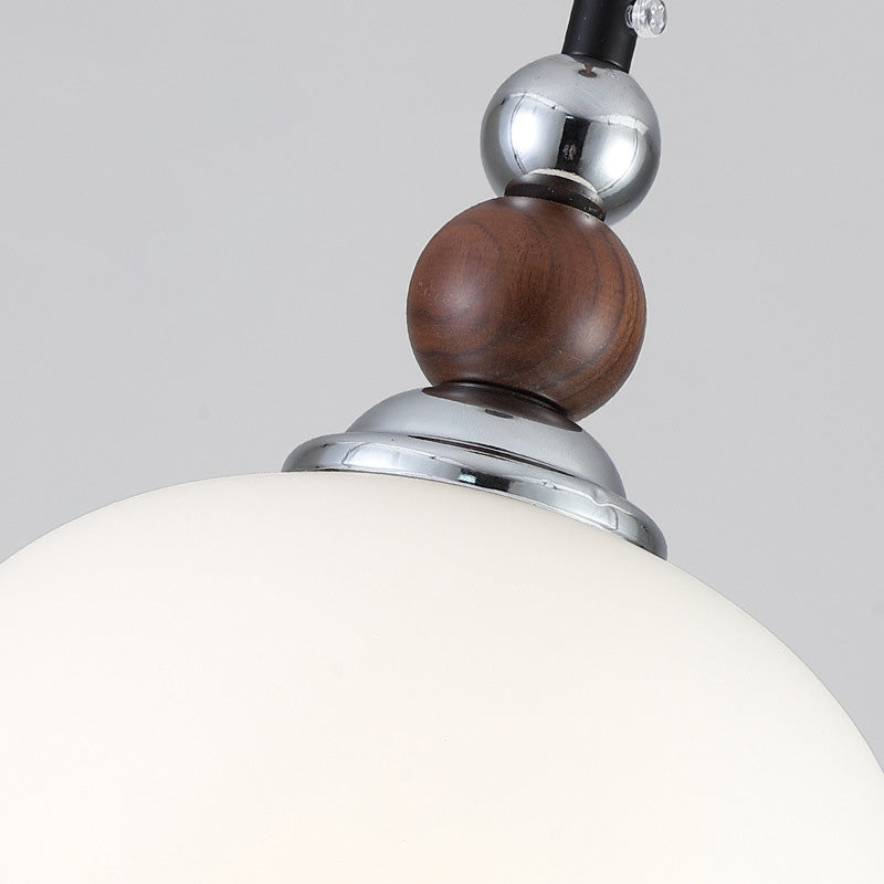 Traditionelle Vintage Oval Holz Eisen Glas 1-Licht Pendelleuchte für Wohnzimmer 