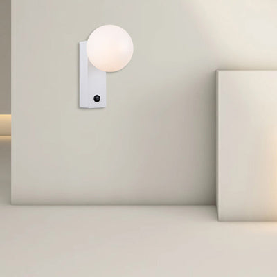 Moderne Einfachheit rechteckige Kugel Aluminium ABS 1-Licht Wandleuchte Lampe für Schlafzimmer 