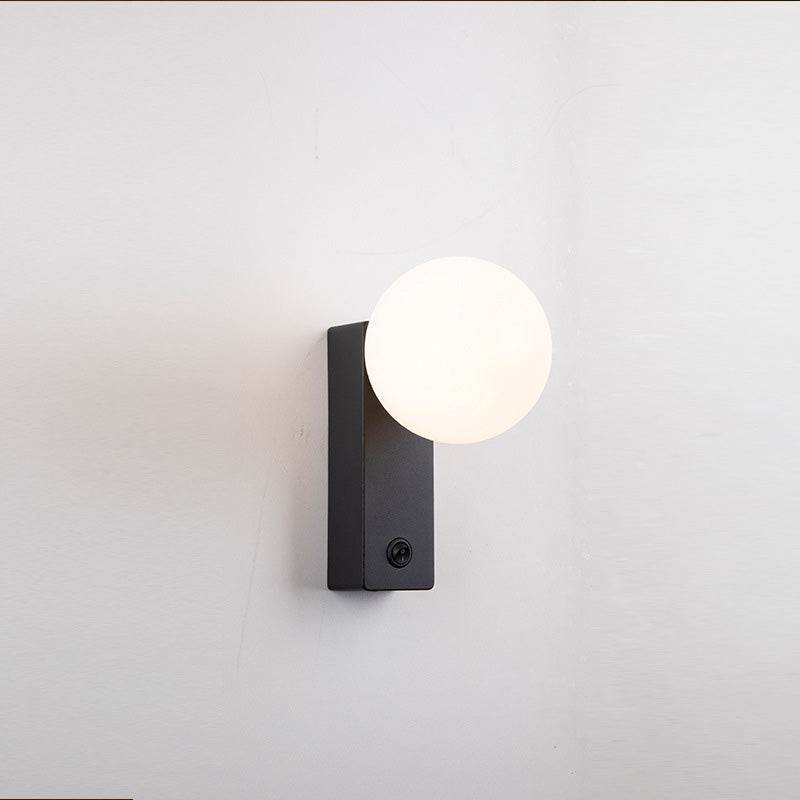 Moderne Einfachheit rechteckige Kugel Aluminium ABS 1-Licht Wandleuchte Lampe für Schlafzimmer 