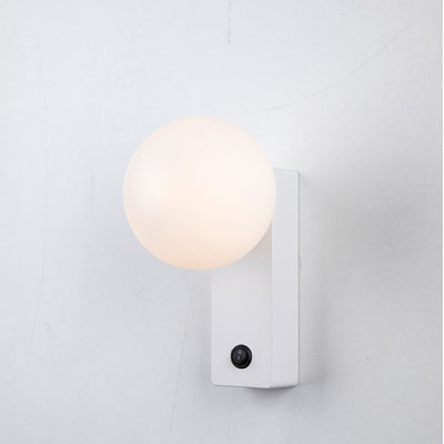 Moderne Einfachheit rechteckige Kugel Aluminium ABS 1-Licht Wandleuchte Lampe für Schlafzimmer 