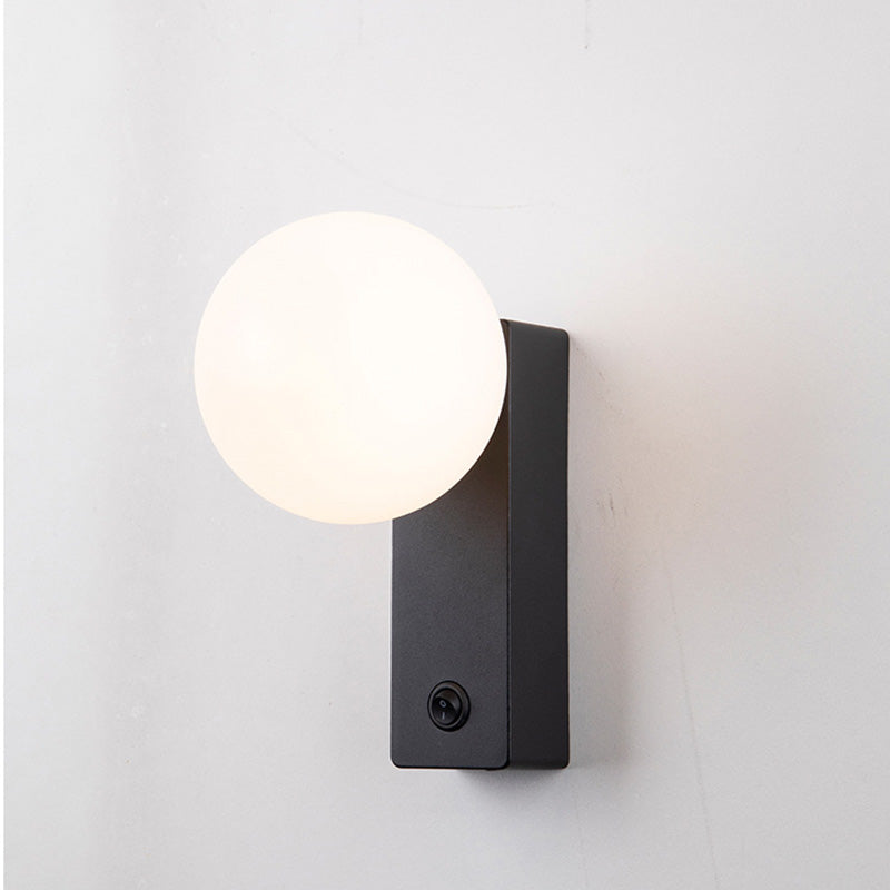 Moderne Einfachheit rechteckige Kugel Aluminium ABS 1-Licht Wandleuchte Lampe für Schlafzimmer 