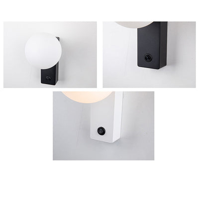 Moderne Einfachheit rechteckige Kugel Aluminium ABS 1-Licht Wandleuchte Lampe für Schlafzimmer 