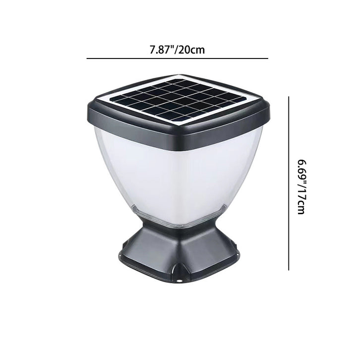 Lumière de tête de poteau LED en aluminium PC carré étanche solaire minimaliste moderne pour jardin 