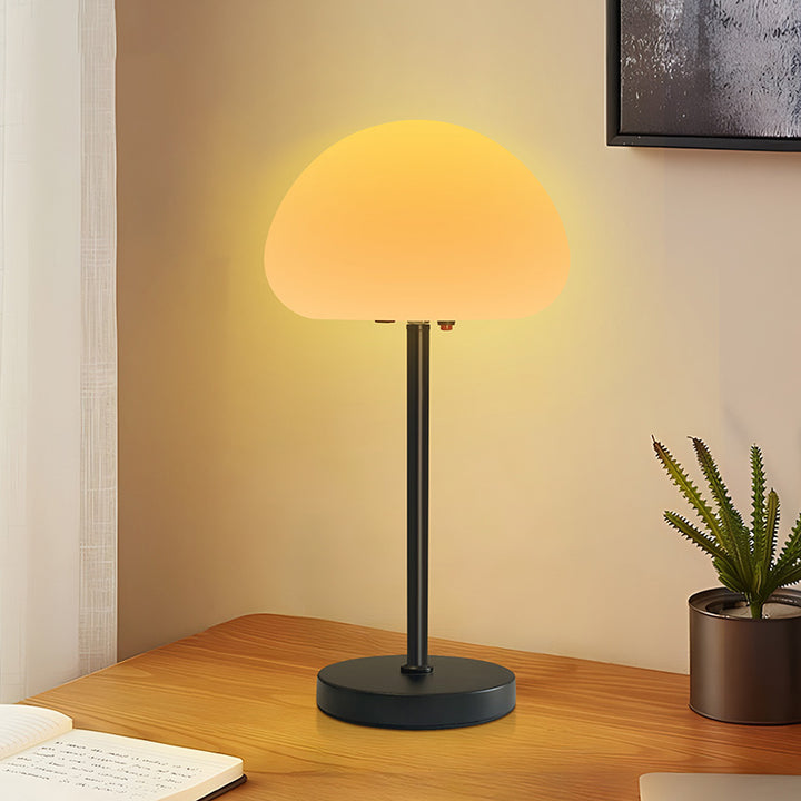 Lampe de table LED ovale créative contemporaine en fer et PE en forme de champignon pour chambre 
