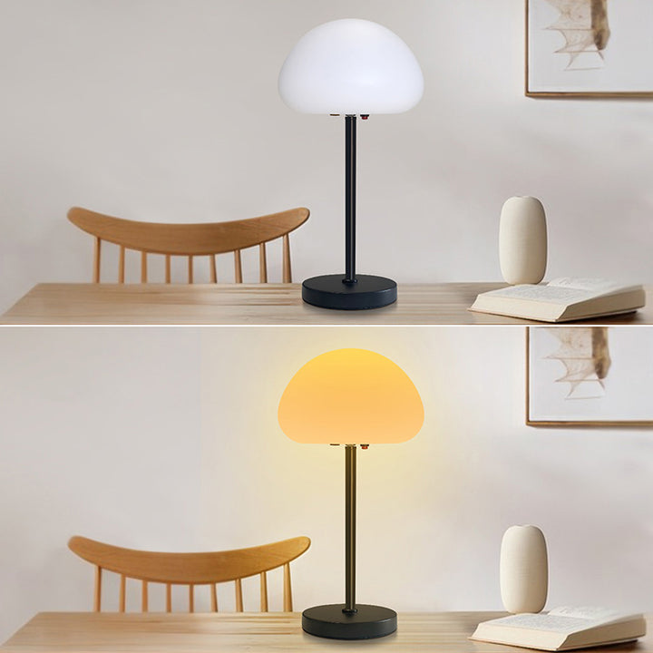 Lampe de table LED ovale créative contemporaine en fer et PE en forme de champignon pour chambre 