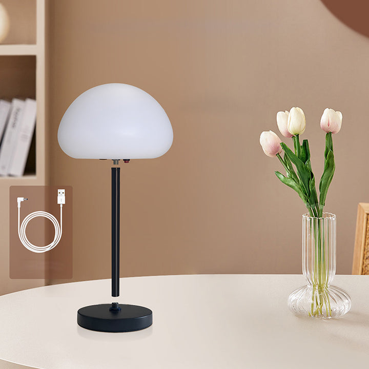 Lampe de table LED ovale créative contemporaine en fer et PE en forme de champignon pour chambre 