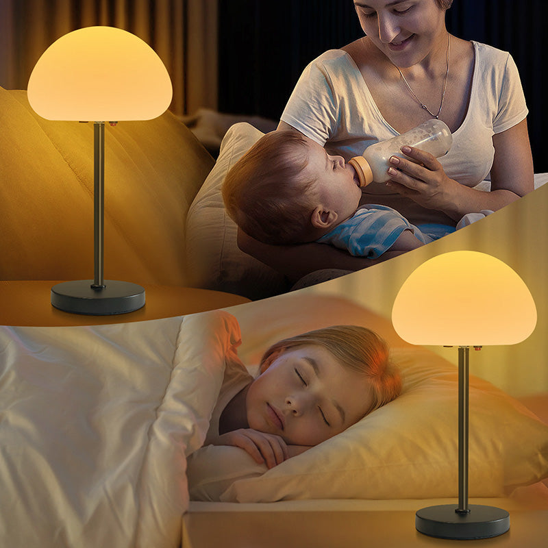 Lampe de table LED ovale créative contemporaine en fer et PE en forme de champignon pour chambre 