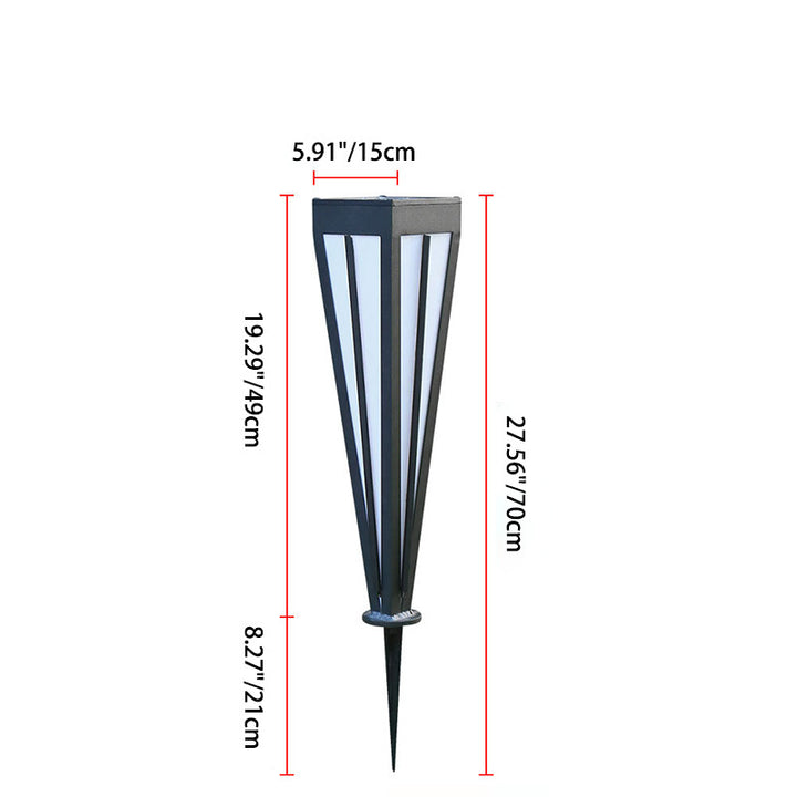 Modern Simplicité Solaire Quadrilatéral Cône Aluminium Fer Acrylique LED Fiche de Sol Lumière Extérieure Pour Jardin 