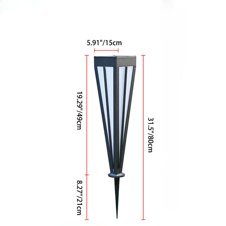 Modern Simplicité Solaire Quadrilatéral Cône Aluminium Fer Acrylique LED Fiche de Sol Lumière Extérieure Pour Jardin 