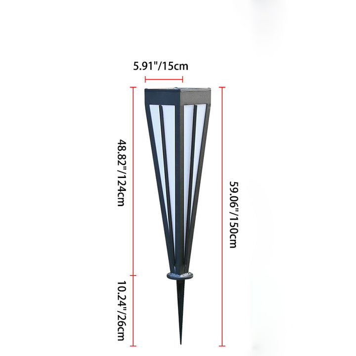Modern Simplicité Solaire Quadrilatéral Cône Aluminium Fer Acrylique LED Fiche de Sol Lumière Extérieure Pour Jardin 