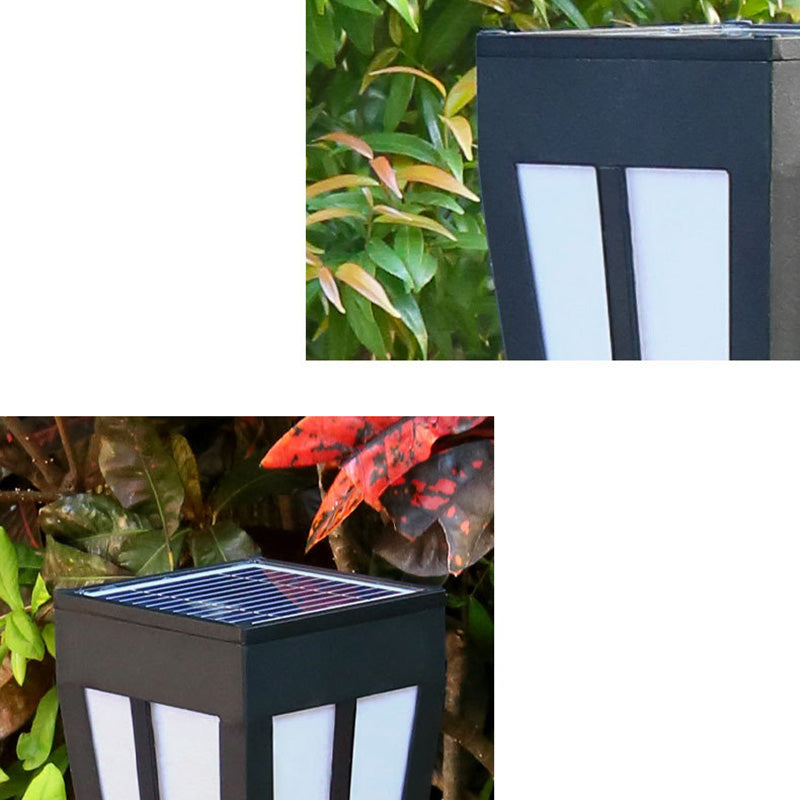 Modern Simplicité Solaire Quadrilatéral Cône Aluminium Fer Acrylique LED Fiche de Sol Lumière Extérieure Pour Jardin 