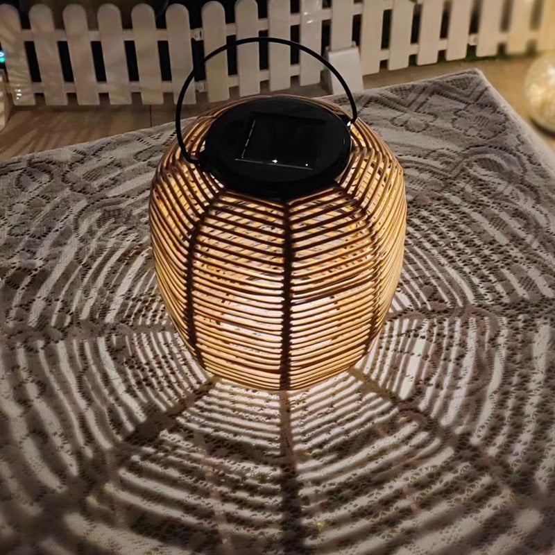 Lanterne cylindrique étanche solaire Art Déco moderne en fer PP LED pour extérieur, pour patio extérieur 