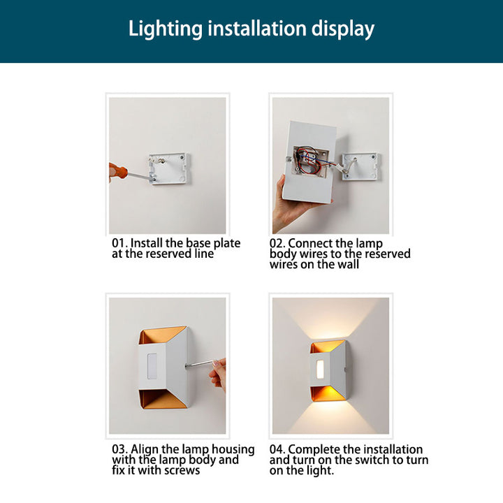 Aplique de pared LED trapezoidal rectangular de aluminio impermeable minimalista moderno para patio exterior 