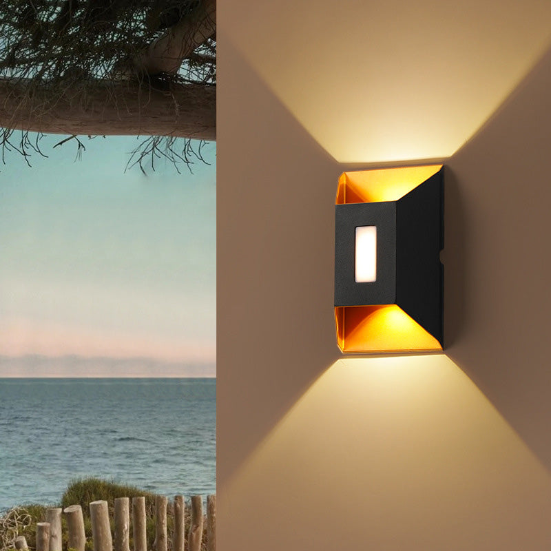 Applique murale LED en aluminium trapézoïdale rectangulaire étanche minimaliste moderne pour patio extérieur 