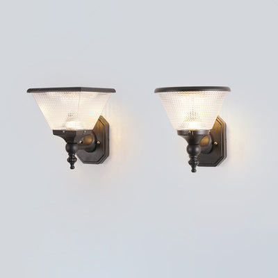 مصباح حائط LED من الألومنيوم بتصميم عصري بسيط مقاوم للماء بشكل مربع دائري للطاقة الشمسية للاستخدام في الفناء الخارجي 